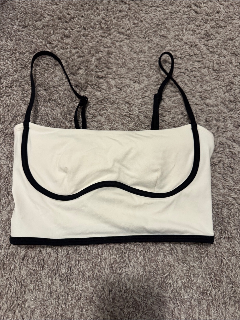 ALO Yoga White Bandeau Bralette with Black Trim